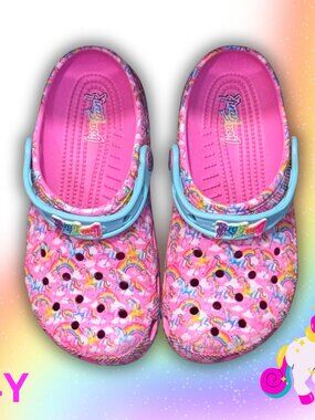 🌈 Lisa Frank x Crocs Unicorn Rainbow Graphic Clogs – Youth J4 (EUC) 🌈